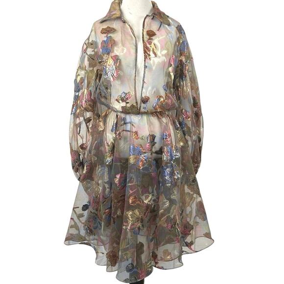Victor Costa Dresses & Skirts - Vintage Victor Costa Organza Floral Coat Dress Designer Evening Formal Size 8